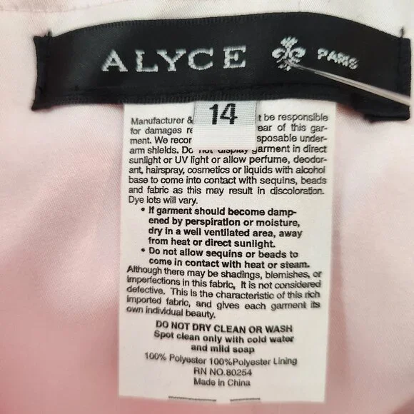 Alyce Paris Cosmo Pink Chiffon Strapless Prom Dress Gold Sequin Bodice Size 14 - Picture 5 of 7